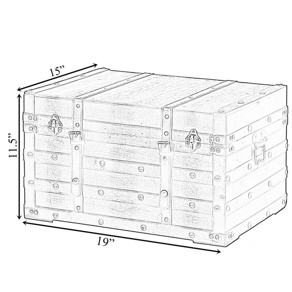 Vintiquewise Wooden Brown Storage Trunk with Faux Leather Straps and Handles, Large - QI004334.L