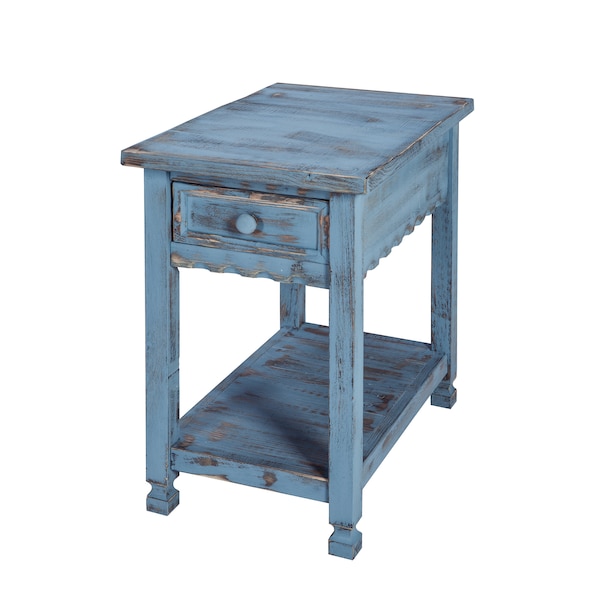 Alaterre Furniture Country Cottage Chairside Table, Blue Antique Finish - ACCA13BA