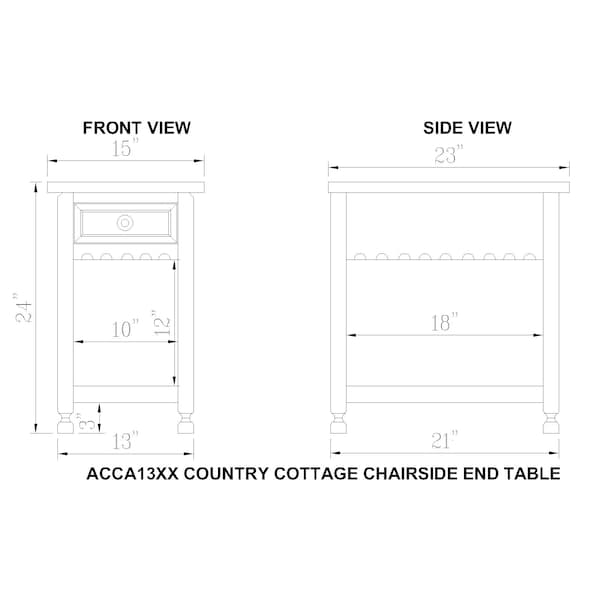 Alaterre Furniture Country Cottage Chairside Table, Blue Antique Finish - ACCA13BA