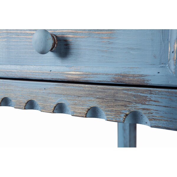 Alaterre Furniture Country Cottage Chairside Table, Blue Antique Finish - ACCA13BA