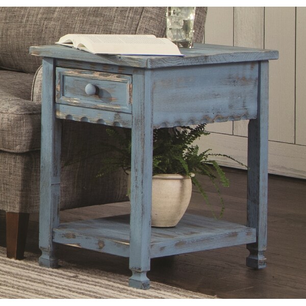 Alaterre Furniture Country Cottage Chairside Table, Blue Antique Finish - ACCA13BA