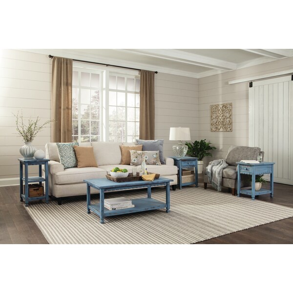 Alaterre Furniture Country Cottage Chairside Table, Blue Antique Finish - ACCA13BA