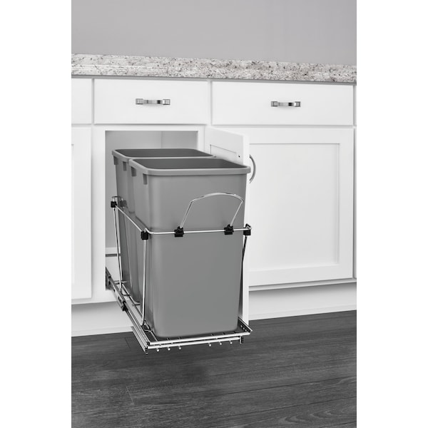 Rev-A-Shelf Steel; Plastic, Chrome, 11.81 in W, 19.25 in H, 22.25 in D - RV-15KD-17C S