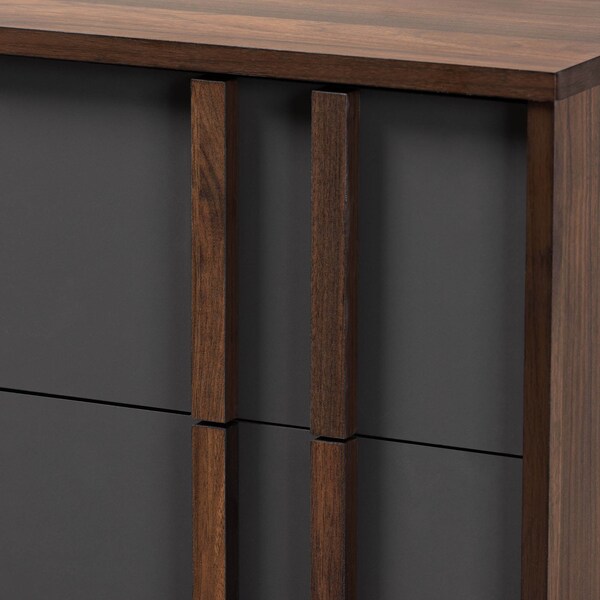 Baxton Studio Naoki Two-Tone Grey and Walnut Finished Wood 5-Drawer Bedroom Chest - 168-10929