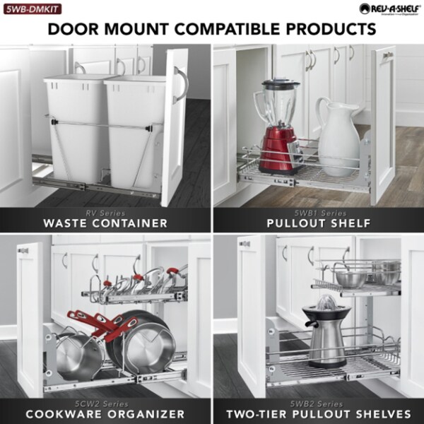 Rev-A-Shelf Steel, Silver, 1.5 in W, 8 in H, 2.13 in D - 5WB-DMKIT