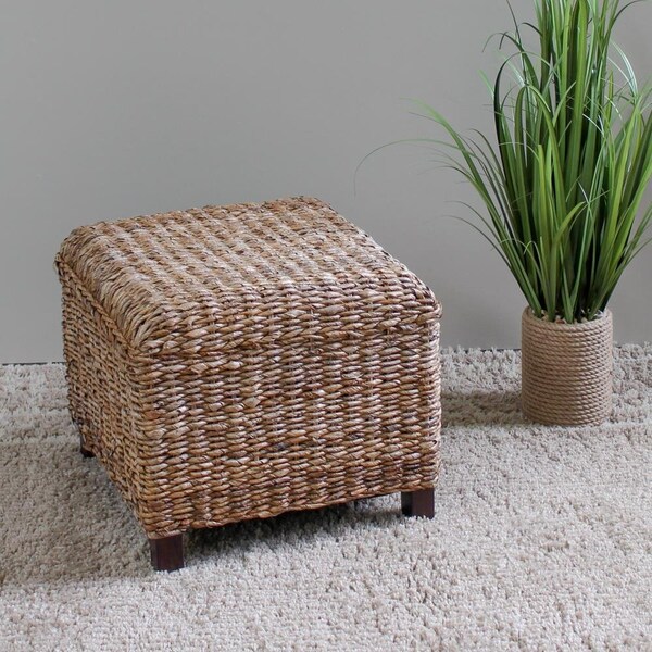 International Caravan Arizona Abaca Square Cushioned Top Stool, Salak Brown - SG-3352-SQ