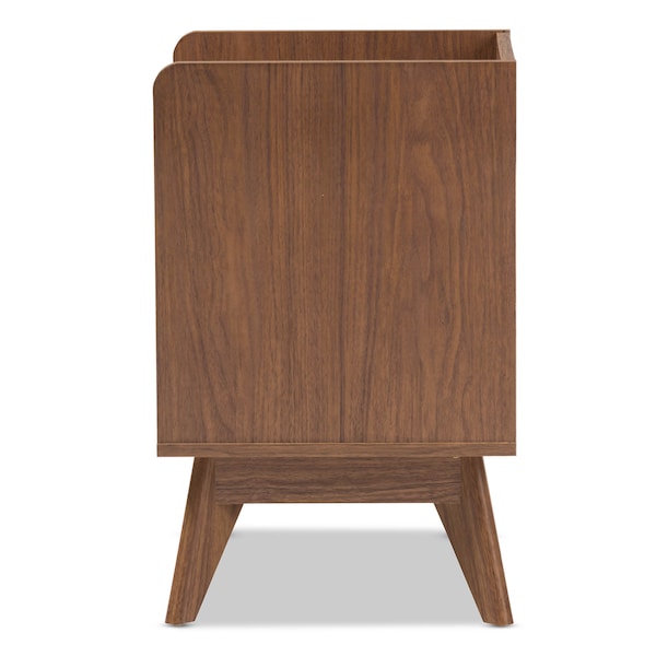 Baxton Studio Brighton Mid-Century White and Walnut Wood 3-Drawer Storage Nightstand - 137-7498