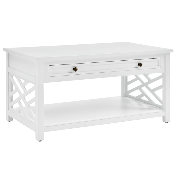 Alaterre Furniture Coventry 36"W Wood Coffee Table with 1-Drawer - ANCT13WH