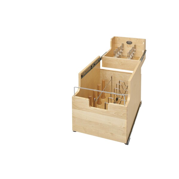 Rev-A-Shelf Maple Veneer, Light Brown, 14.5 in W, 18.23 in H, 22.25 in D, 22.25 in L, Light Brown - 4CW2-18SC-1