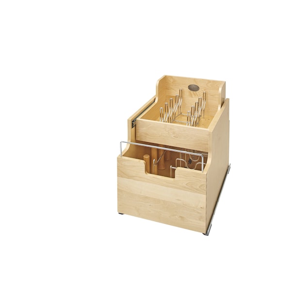Rev-A-Shelf Maple Veneer, Light Brown, 14.5 in W, 18.23 in H, 22.25 in D, 22.25 in L, Light Brown - 4CW2-18SC-1