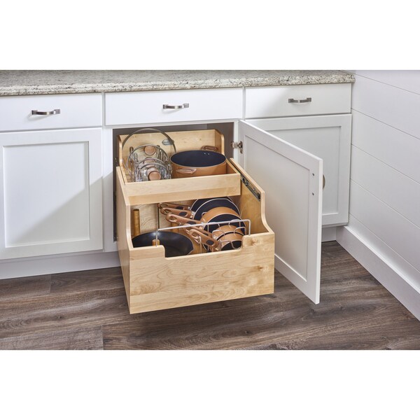 Rev-A-Shelf Maple Veneer, Light Brown, 14.5 in W, 18.23 in H, 22.25 in D, 22.25 in L, Light Brown - 4CW2-18SC-1