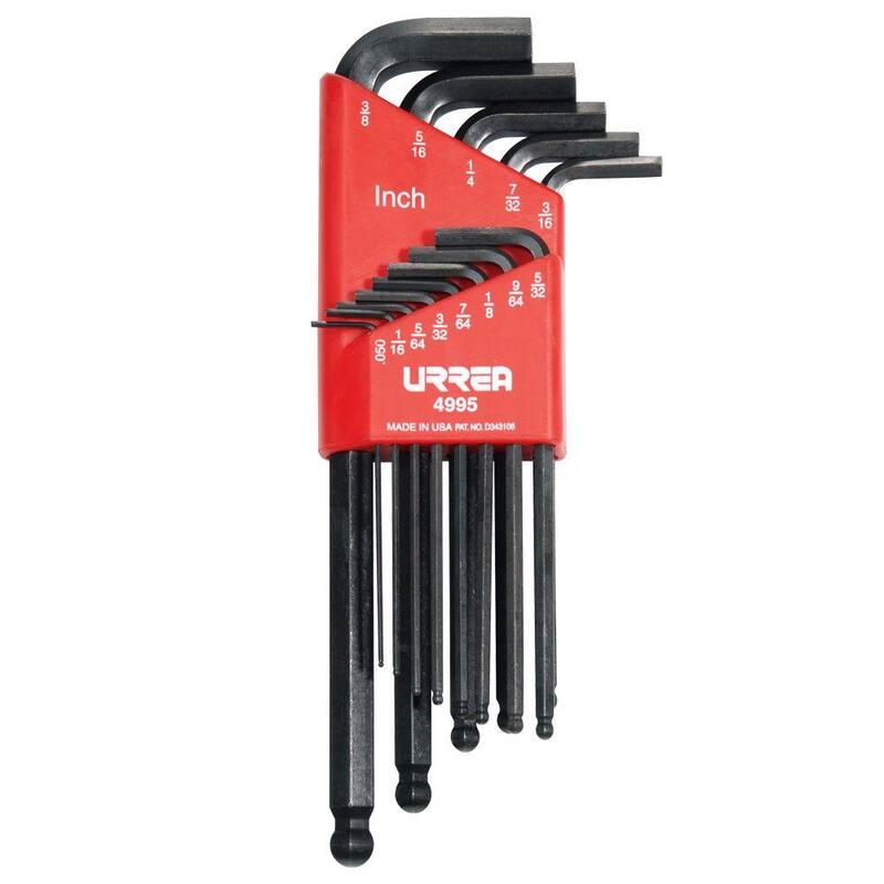 URREA 1/20 in. to 3/8 in. 13 Piece Rack Set of L-Type Hex Keys - 4995