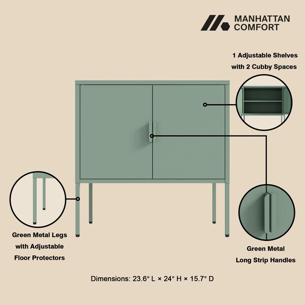 Manhattan Comfort Ava 23.6in Accent Cabinet in Green - AF005-GR