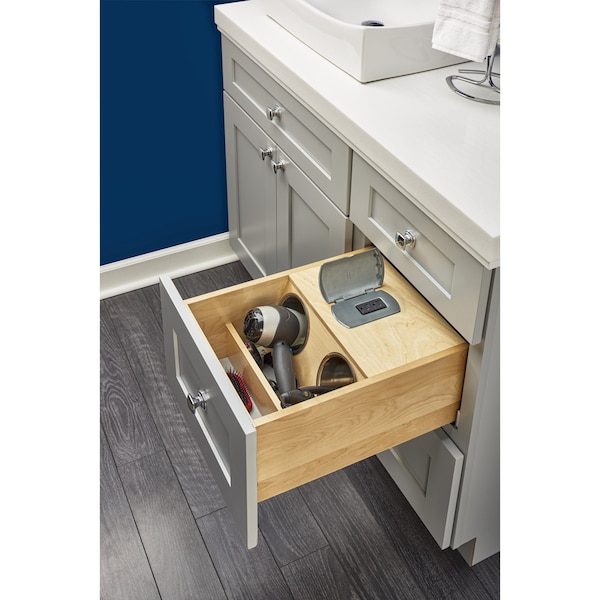 Rev-A-Shelf Drawer Replacement, Maple Veneer, Light Brown, 16.5 in W, 8.98 in H, 20.11 in D, 20.23 in L - 4VOD-18FLSC-1