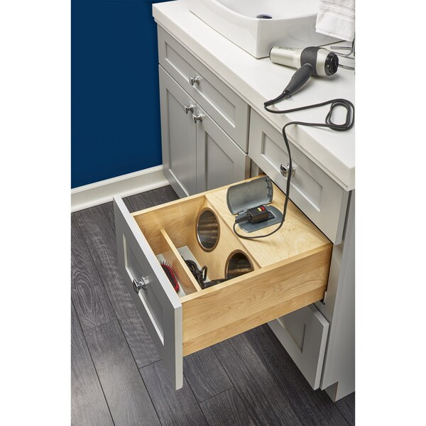 Rev-A-Shelf Drawer Replacement, Maple Veneer, Light Brown, 16.5 in W, 8.98 in H, 20.11 in D, 20.23 in L - 4VOD-18FLSC-1