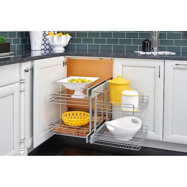 Rev-A-Shelf Steel, Chrome, 26.25 in W, 20.88 in H, 20.25 in D - 5PSP-15SC-CR