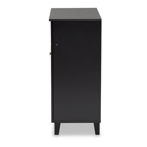 Baxton Studio Coolidge Grey Finished 4-Shelf Wood Shoe Storage Cabinet with Drawer - 156-9556