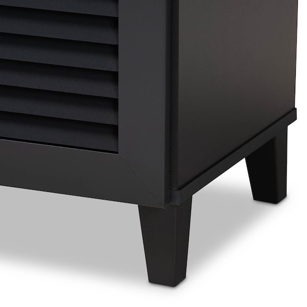 Baxton Studio Coolidge Grey Finished 4-Shelf Wood Shoe Storage Cabinet with Drawer - 156-9556