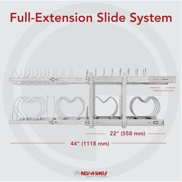 Rev-A-Shelf Steel, Silver, 11.75 in W, 18 in H, 22 in D, 22 in L, Silver - 5CW2-1222-CR