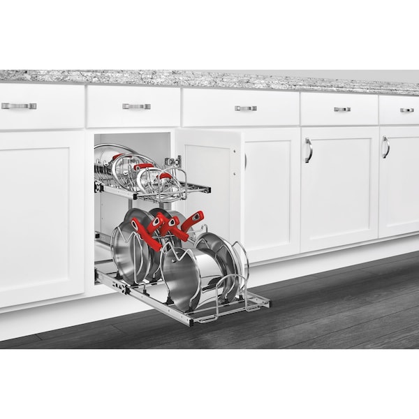 Rev-A-Shelf Steel, Silver, 11.75 in W, 18 in H, 22 in D, 22 in L, Silver - 5CW2-1222-CR