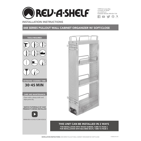 Rev-A-Shelf Maple Veneer, Light Brown, 8 in W, 32.15 in H, 10.75 in D, 10.75 in L, Light Brown - 448-BBSCWC36-8C