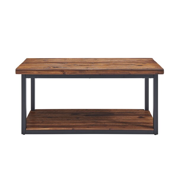 Alaterre Furniture Claremont 40" Rustic Wood Bench with Low Shelf - ANCM0474