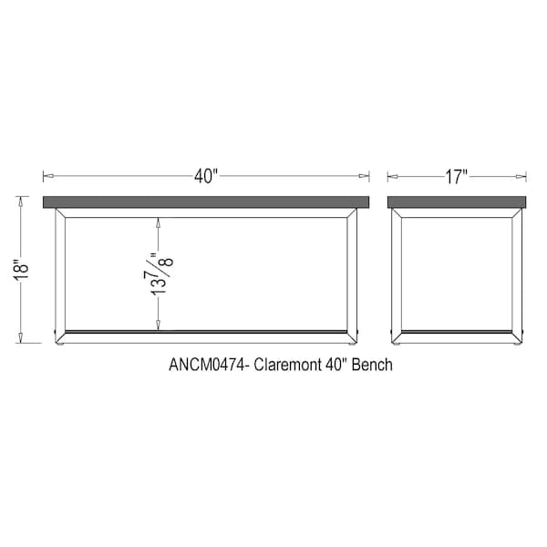 Alaterre Furniture Claremont 40" Rustic Wood Bench with Low Shelf - ANCM0474