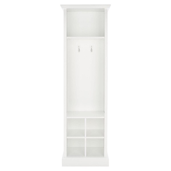 Safavieh 20 x 16 x 68 in. Surrey 6-Shelf 2-Hook Bottom Storage Hall Tree, Antique White - ETG2101A