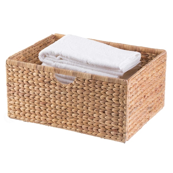 Vintiquewise Foldable Natural Water Hyacinth Storage Bin, Large - QI003545.L