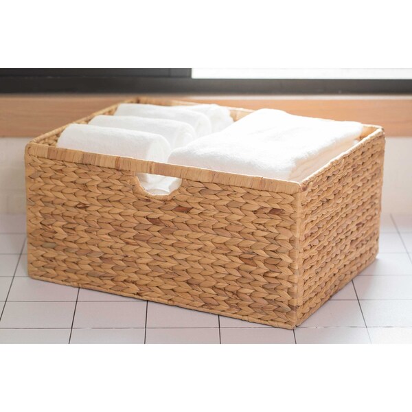 Vintiquewise Foldable Natural Water Hyacinth Storage Bin, Large - QI003545.L