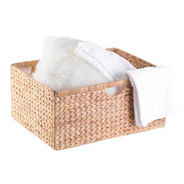 Vintiquewise Foldable Natural Water Hyacinth Storage Bin, Large - QI003545.L