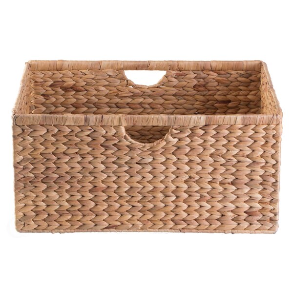 Vintiquewise Foldable Natural Water Hyacinth Storage Bin, Large - QI003545.L