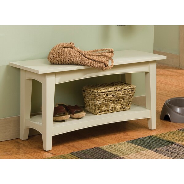 Alaterre Furniture Shaker Cottage Bench with Shelf, Sand - ASCA03SA