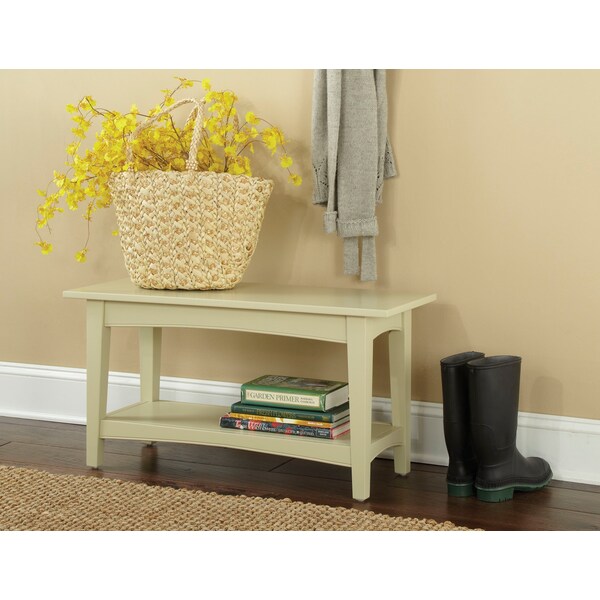 Alaterre Furniture Shaker Cottage Bench with Shelf, Sand - ASCA03SA
