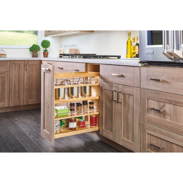 Rev-A-Shelf Maple Veneer, Light Brown, 6.25 in W, 25.6 in H, 21.75 in D, 21.75 in L, Light Brown - 449UT-BCSC-5C