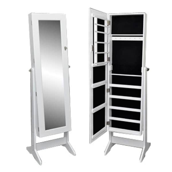 Convenience Concepts Free Standing Jewelry Cabinet with Mirror, White - HI421674