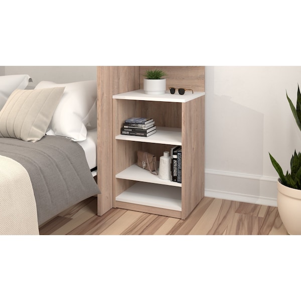 Bestar Cielo 20W 19.5 in Low Storage Unit, Rustic Brown & White - 80169-000009