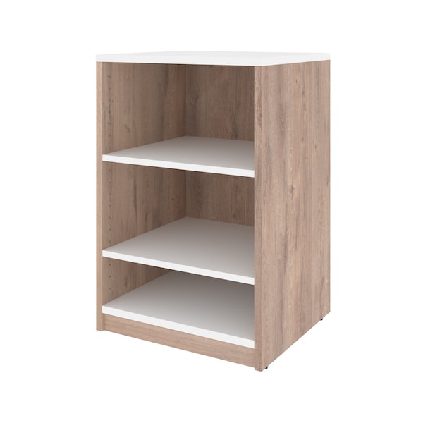 Bestar Cielo 20W 19.5 in Low Storage Unit, Rustic Brown & White - 80169-000009