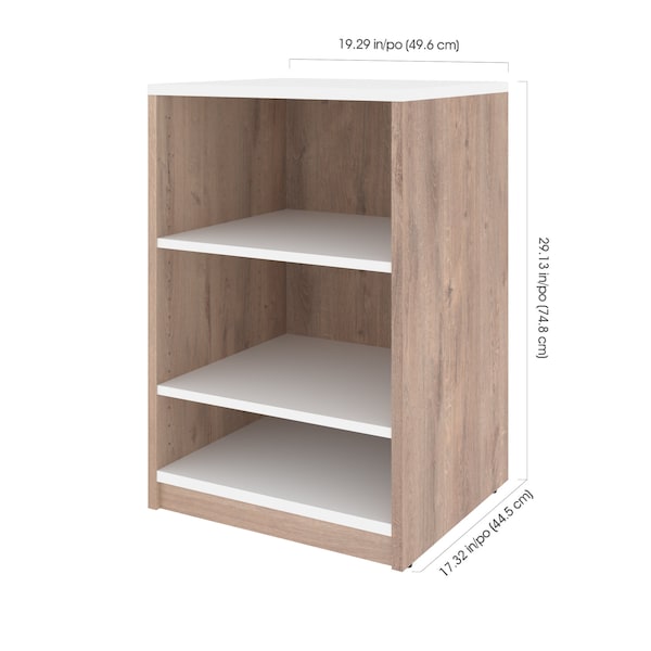 Bestar Cielo 20W 19.5 in Low Storage Unit, Rustic Brown & White - 80169-000009