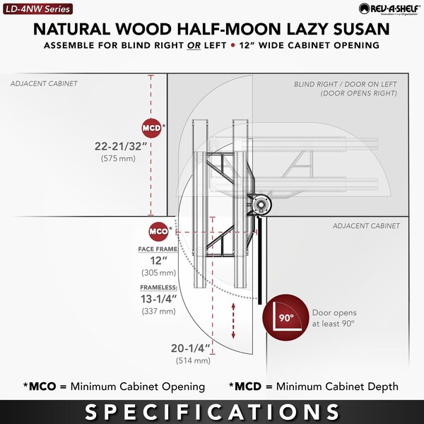Rev-A-Shelf Maple Hardwood, Light Brown, 32.25 in W, 16 in H, 32 in D, 14.06 in L, Light Brown - LD-4NW-882-32-1