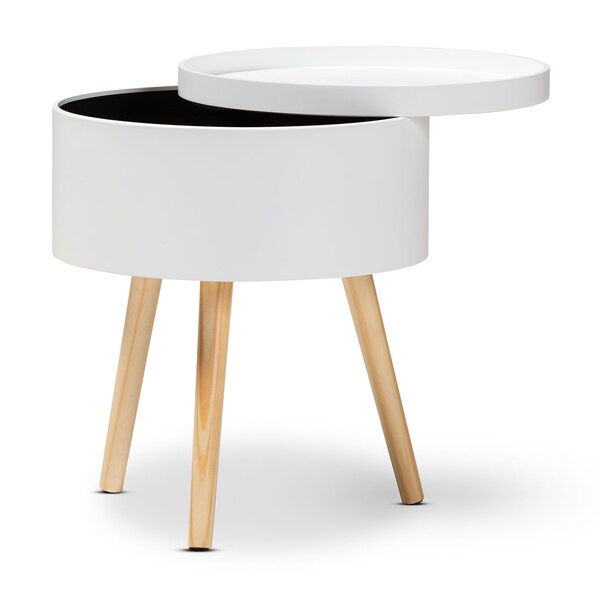 Baxton Studio Jessen Mid-Century White Wood Nightstand with Removable Top - 154-9048