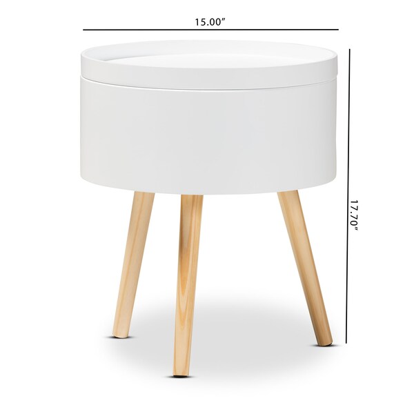 Baxton Studio Jessen Mid-Century White Wood Nightstand with Removable Top - 154-9048