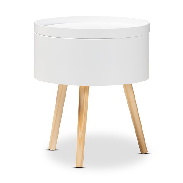 Baxton Studio Jessen Mid-Century White Wood Nightstand with Removable Top - 154-9048