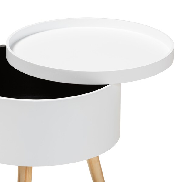 Baxton Studio Jessen Mid-Century White Wood Nightstand with Removable Top - 154-9048