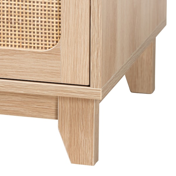 Baxton Studio Elsbeth Japandi Oak Brown Finished Wood and Natural Rattan 3-Drawer Storage Cabinet - 227-12953-ZORO