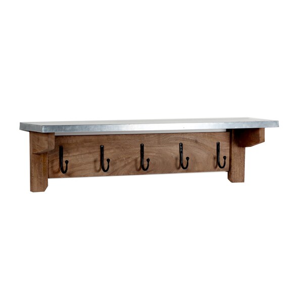 Alaterre Furniture Millwork 40" Hook Shelf - Wood/Zinc - AWMW2471Z