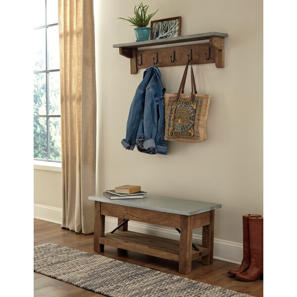 Alaterre Furniture Millwork 40" Hook Shelf - Wood/Zinc - AWMW2471Z