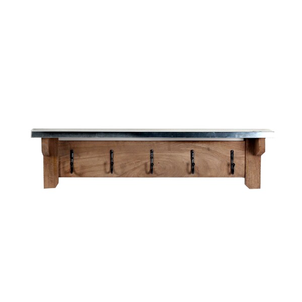 Alaterre Furniture Millwork 40" Hook Shelf - Wood/Zinc - AWMW2471Z