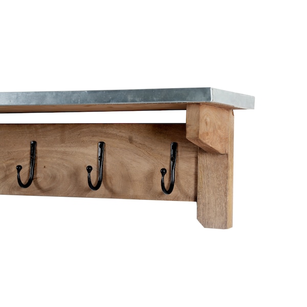 Alaterre Furniture Millwork 40" Hook Shelf - Wood/Zinc - AWMW2471Z