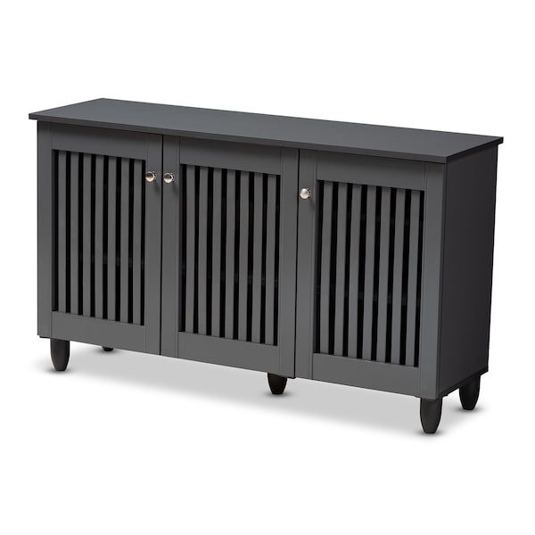 Baxton Studio Fernanda Dark Gray 3-Door Wooden Entryway Shoe Storage Wide Cabinet - 152-9166